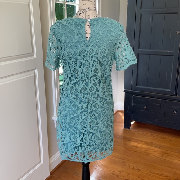 NWOT She + Sky Teal Lace Short Sleeve Sheath Dress - Picture 7 of 9